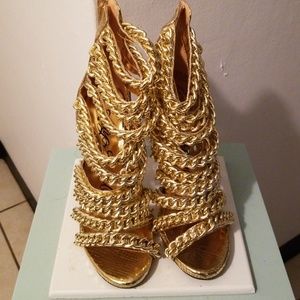 Gold chain heels